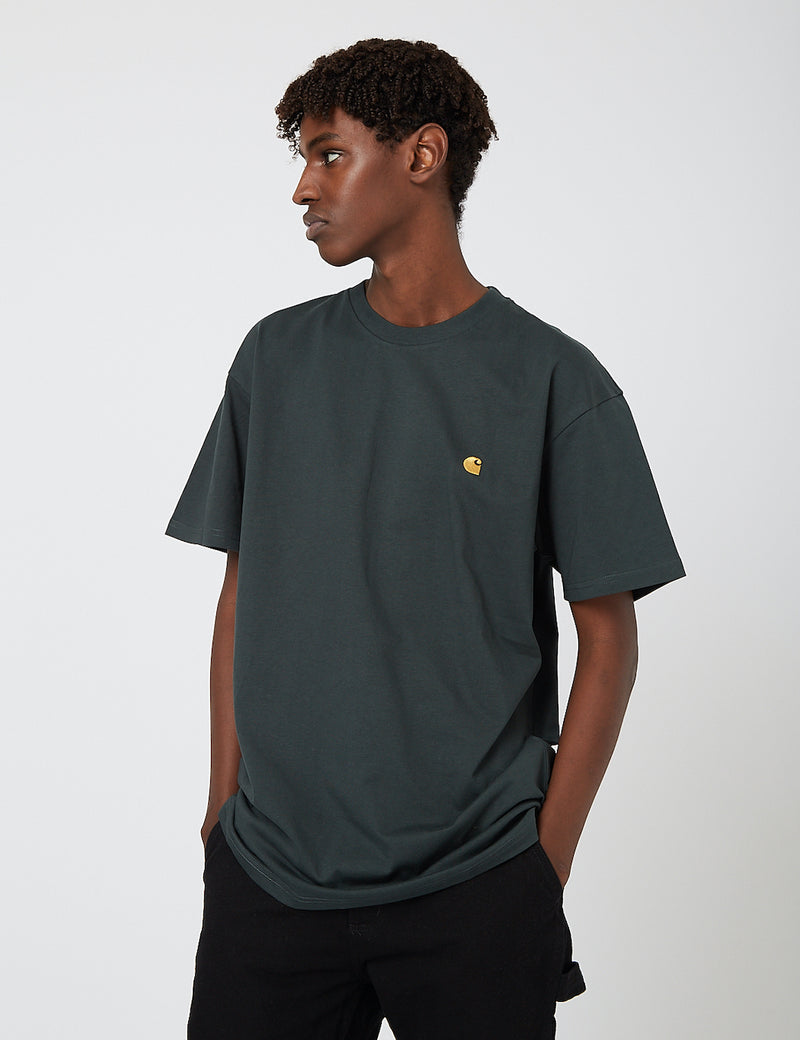 Carhartt-WIP Chase T-Shirt - Dark Teal/Gold