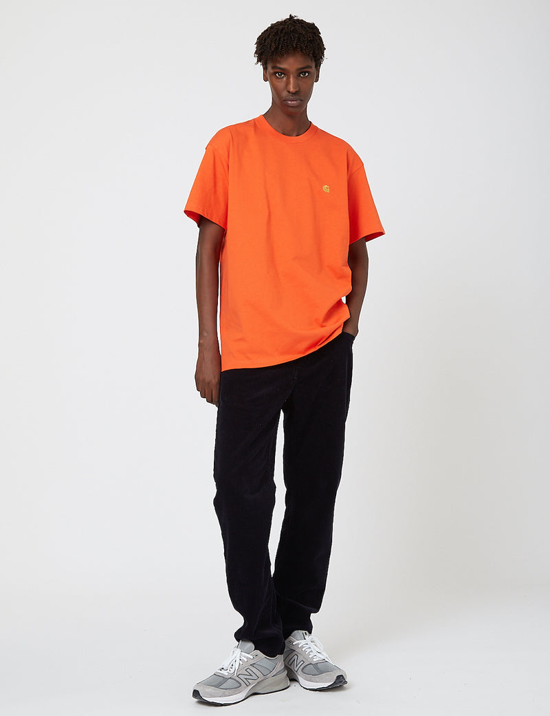 Carhartt-WIP Chase T-Shirt - Safety Orange/Gold