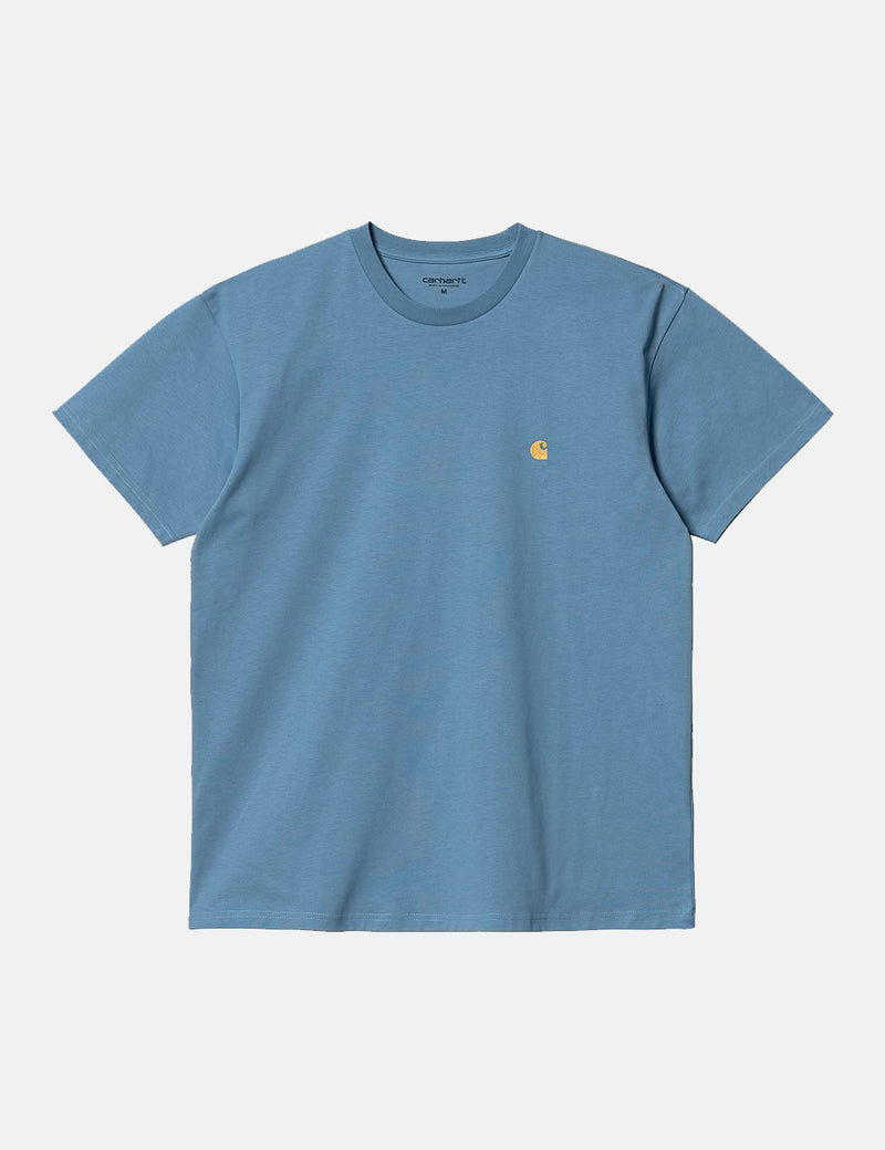 Carhartt-WIP Chase T-Shirt - Eau Glacée/Or