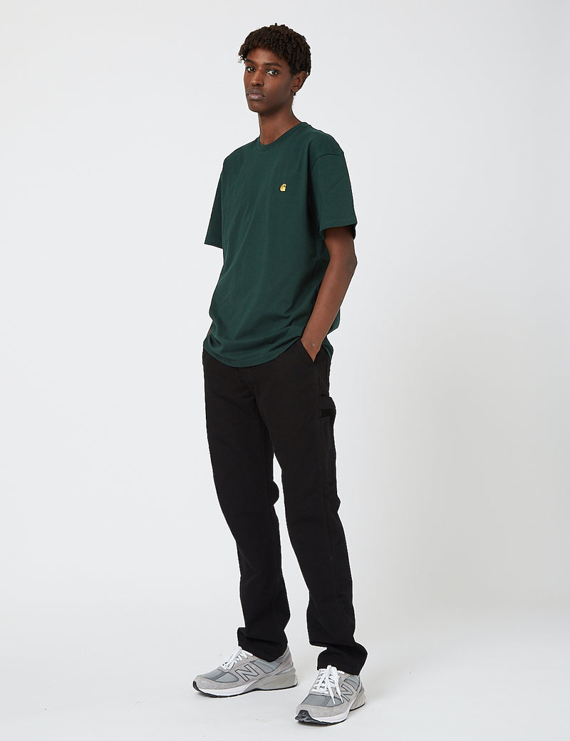 Carhartt-WIP Chase T-Shirt - Bottle Green/Gold