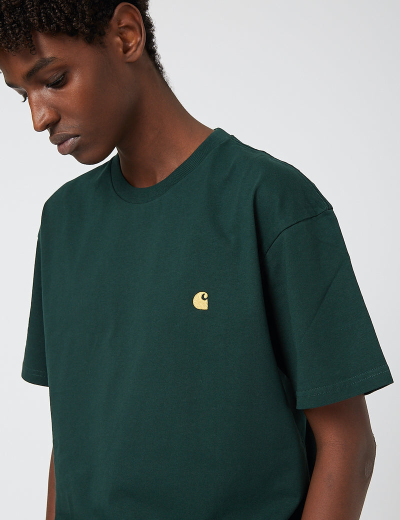 Carhartt-WIP Chase T-Shirt - Bottle Green/Gold