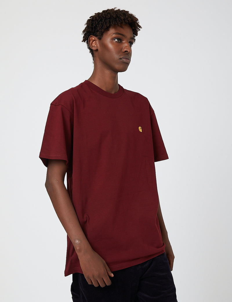 Carhartt-WIP Chase T-Shirt - Bordeaux/Gold