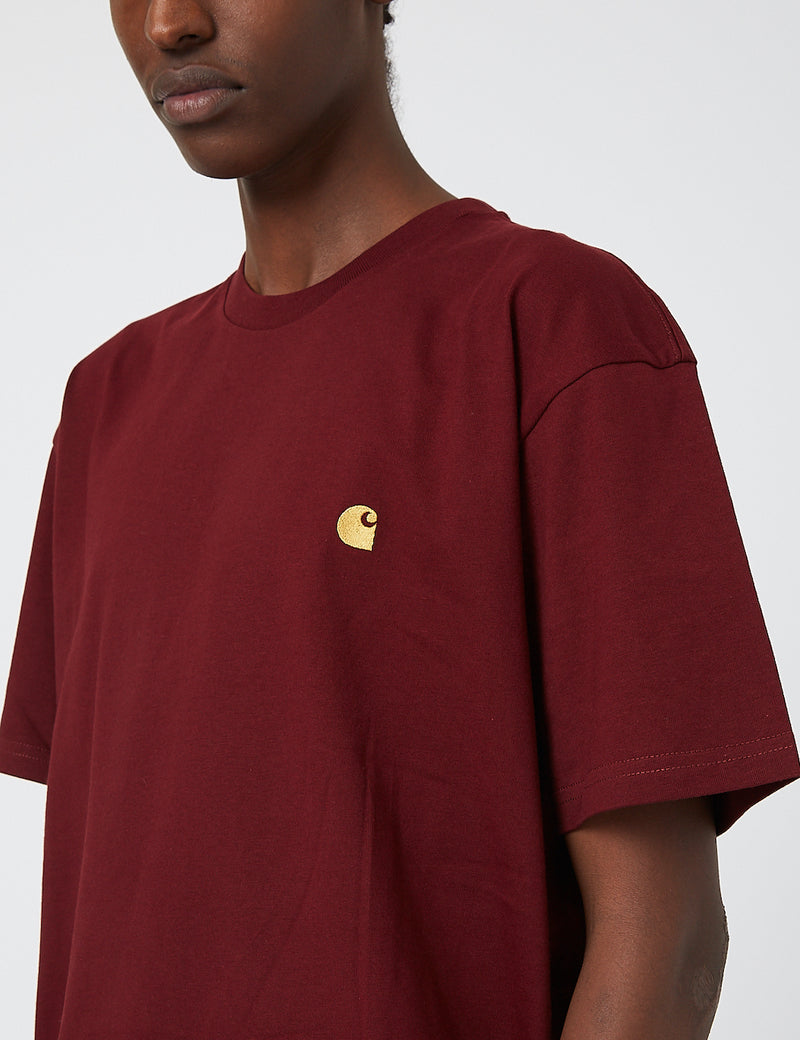 Carhartt-WIP Chase T-Shirt - Bordeaux / Gold