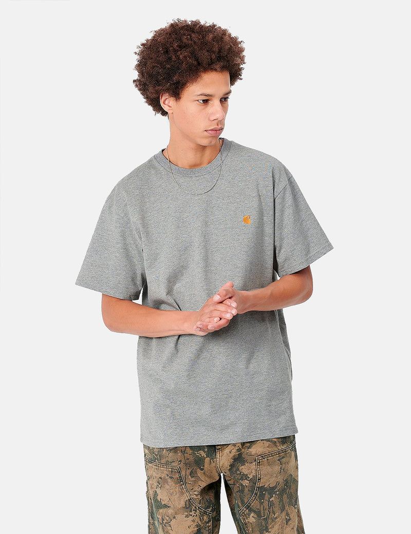 T-Shirt Carhartt-WIP Chase - Gris Chiné/Or
