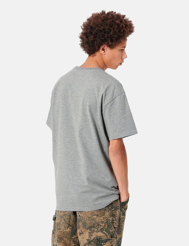 Carhartt-WIP 체이스 티셔츠-그레이 헤더/골드