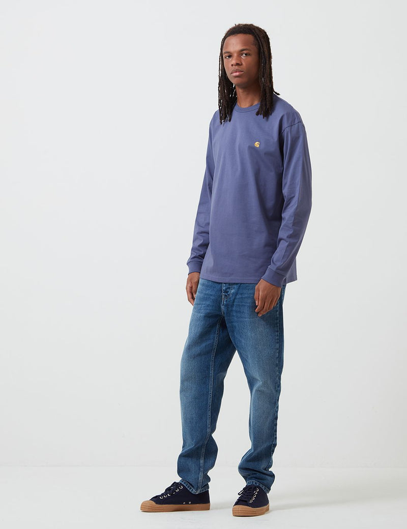 Carhartt-WIP Chase Long Sleeve T-Shirt - Cold Viola/Gold