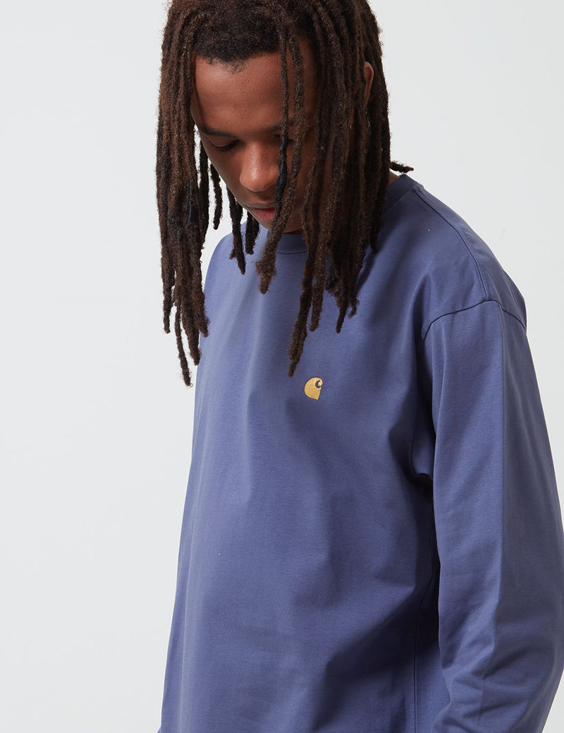 Carhartt-WIP Chase Long Sleeve T-Shirt - Cold Viola/Gold