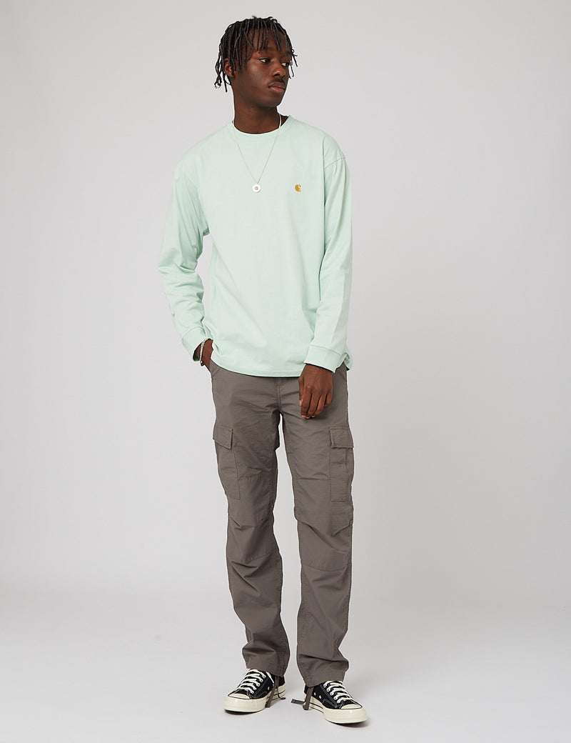 Carhartt-WIP Chase Long Sleeve T-Shirt - Pale Spearmint/Gold