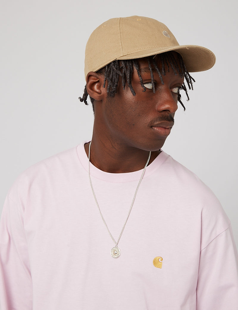 Carhartt-WIP Chase T-Shirt à Manche Longue - Pale Quartz/Or