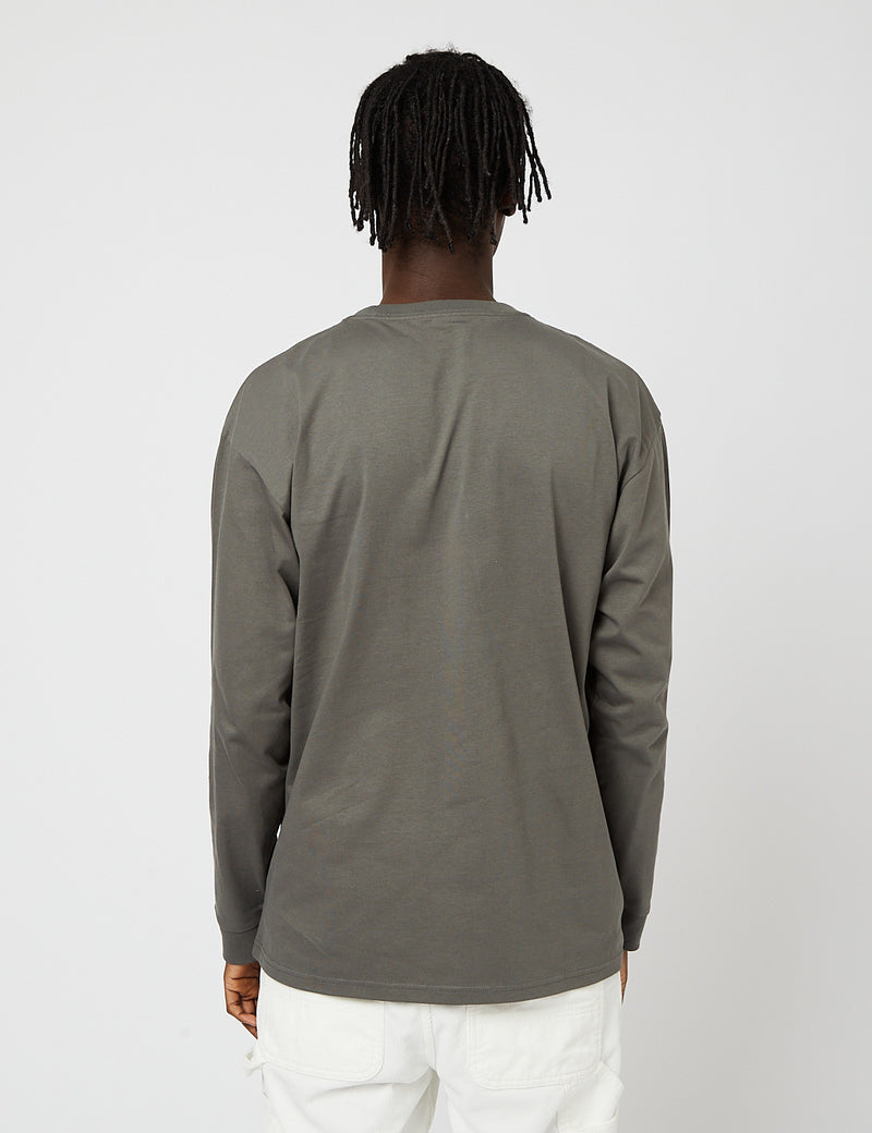 Carhartt-WIPチェイス長袖Tシャツ-タイムグリーン/ゴールド