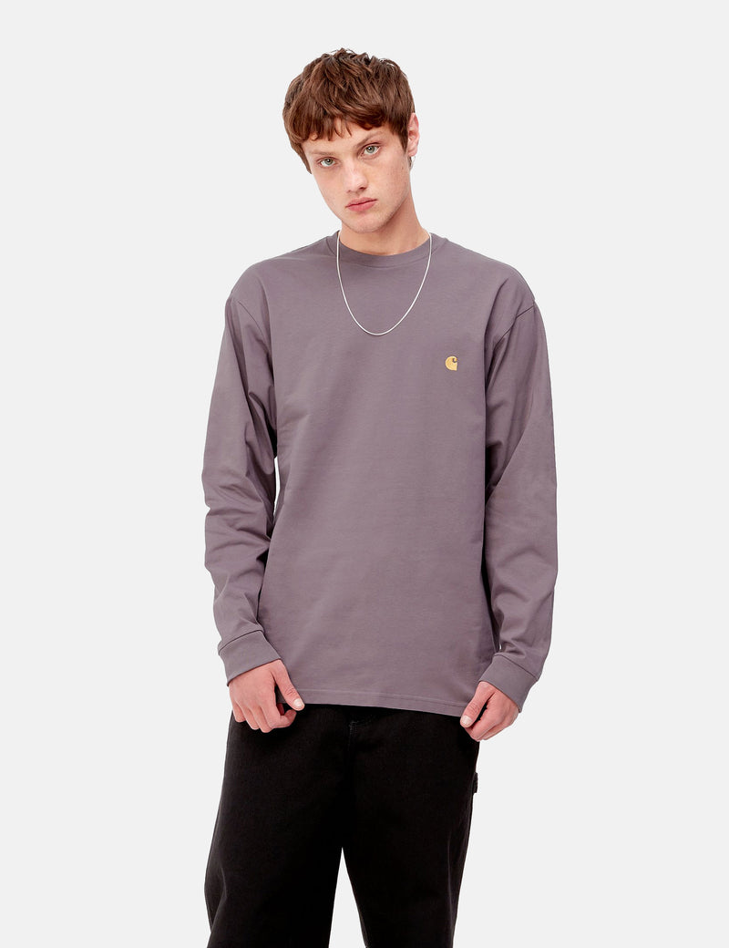 Carhartt-WIPチェイス長袖Tシャツ-ミスティシスルピンク