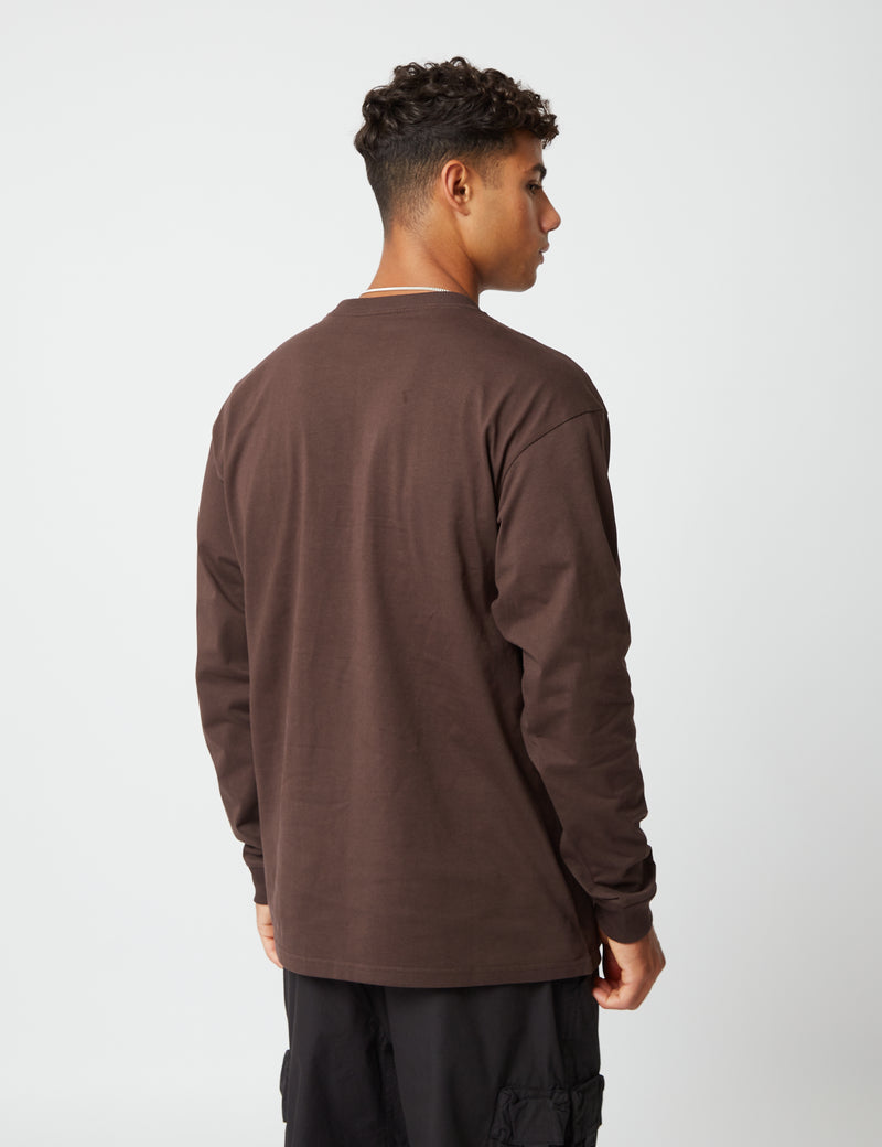 Carhartt-WIPチェイスロングスリーブTシャツ-ダークアンバーブラウン