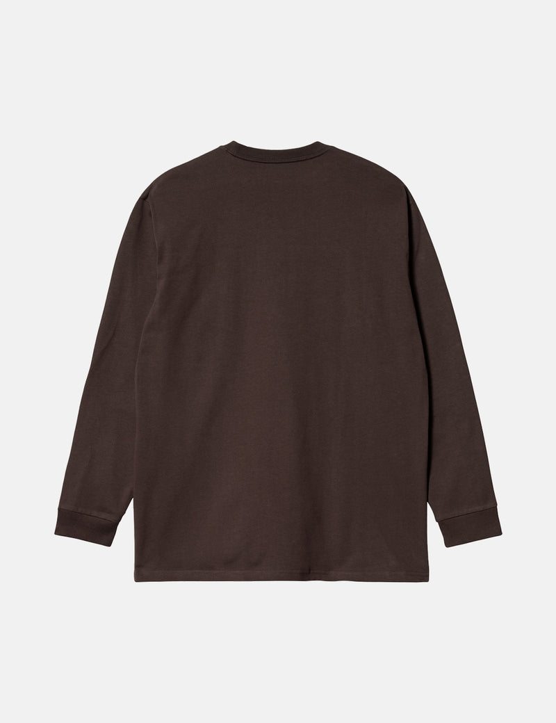 Carhartt-WIPチェイスロングスリーブTシャツ-ダークアンバーブラウン