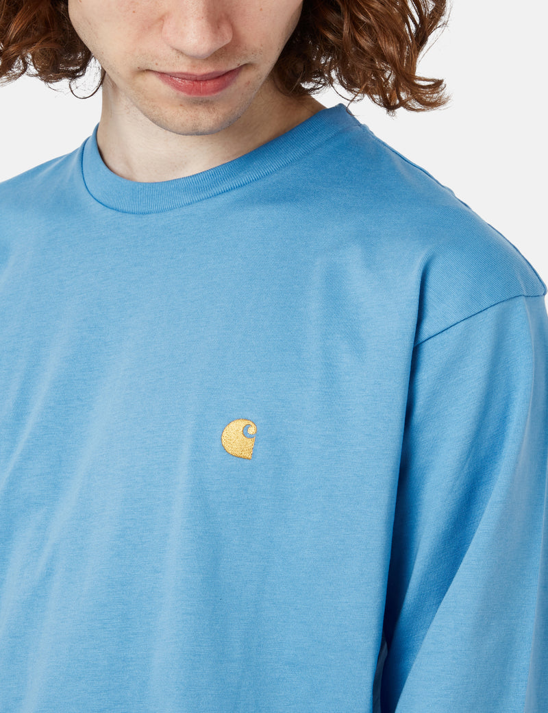 Carhartt-WIP Chase Long Sleeve T-Shirt (Loose) - Piscine Blue