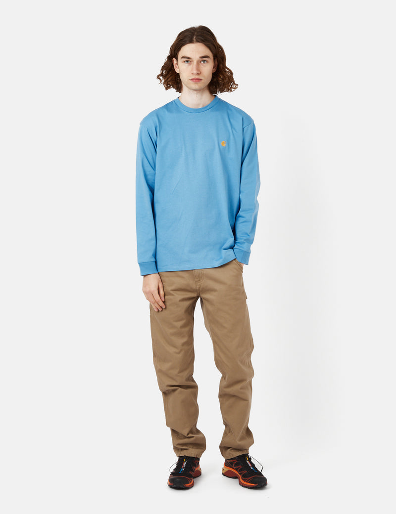 Carhartt-WIP Chase Long Sleeve T-Shirt (Loose) - Piscine Blue