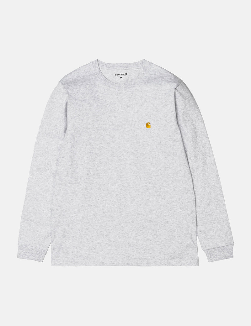 Carhartt-WIP Chase Long Sleeve T-Shirt - Ash Heather/Gold