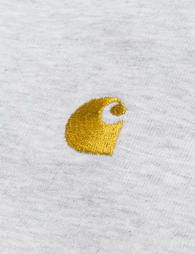 Carhartt-WIP Chase Long Sleeve T-Shirt - Ash Heather/Gold