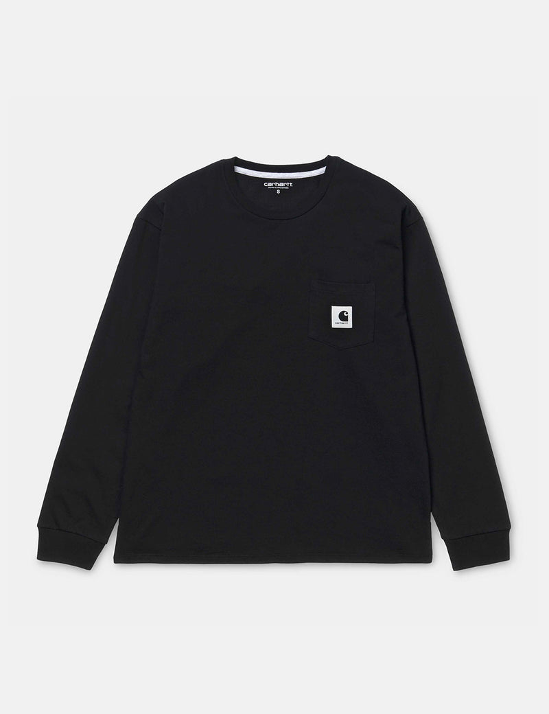 Womens Carhartt-WIP Pocket Long Sleeve T-Shirt - Black/Ash Heather
