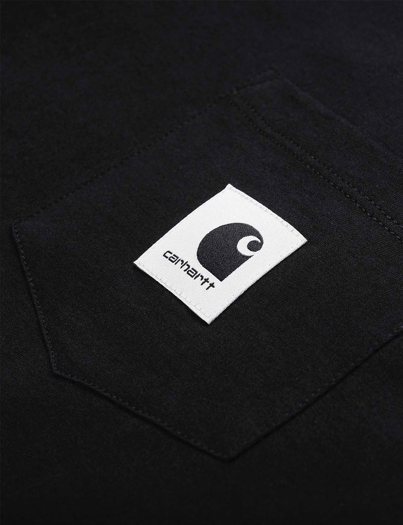 Womens Carhartt-WIP Pocket Long Sleeve T-Shirt - Black/Ash Heather