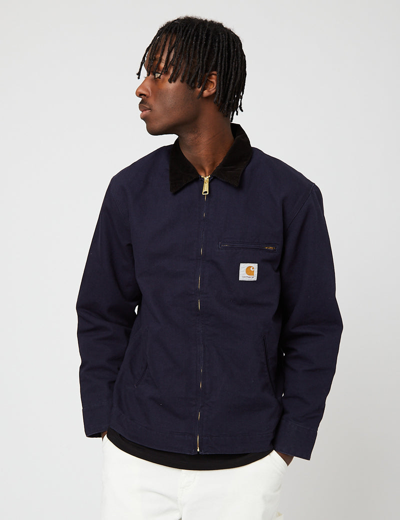 Carhartt-WIPデトロイトジャケット（オーガニックコットン、12オンス）-ダークネイビーブルー/ブラック