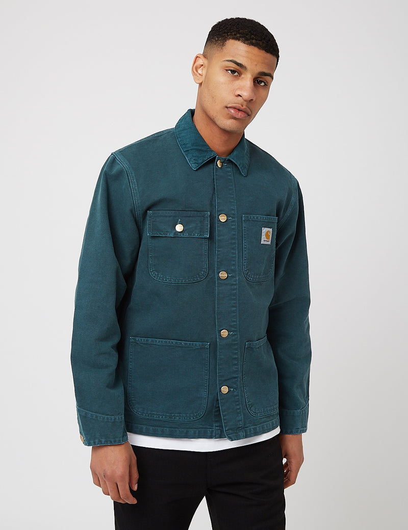 Carhartt-WIP Michigan Coat (Organic Cotton, 12 oz) - Deep Lagoon Green Worn Canvas