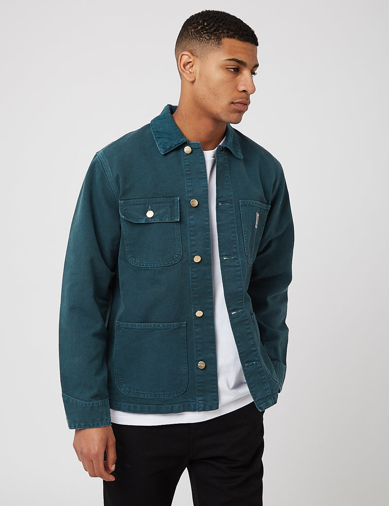 Carhartt-WIP Michigan Coat (Organic Cotton, 12 oz) - Deep Lagoon Green Worn Canvas