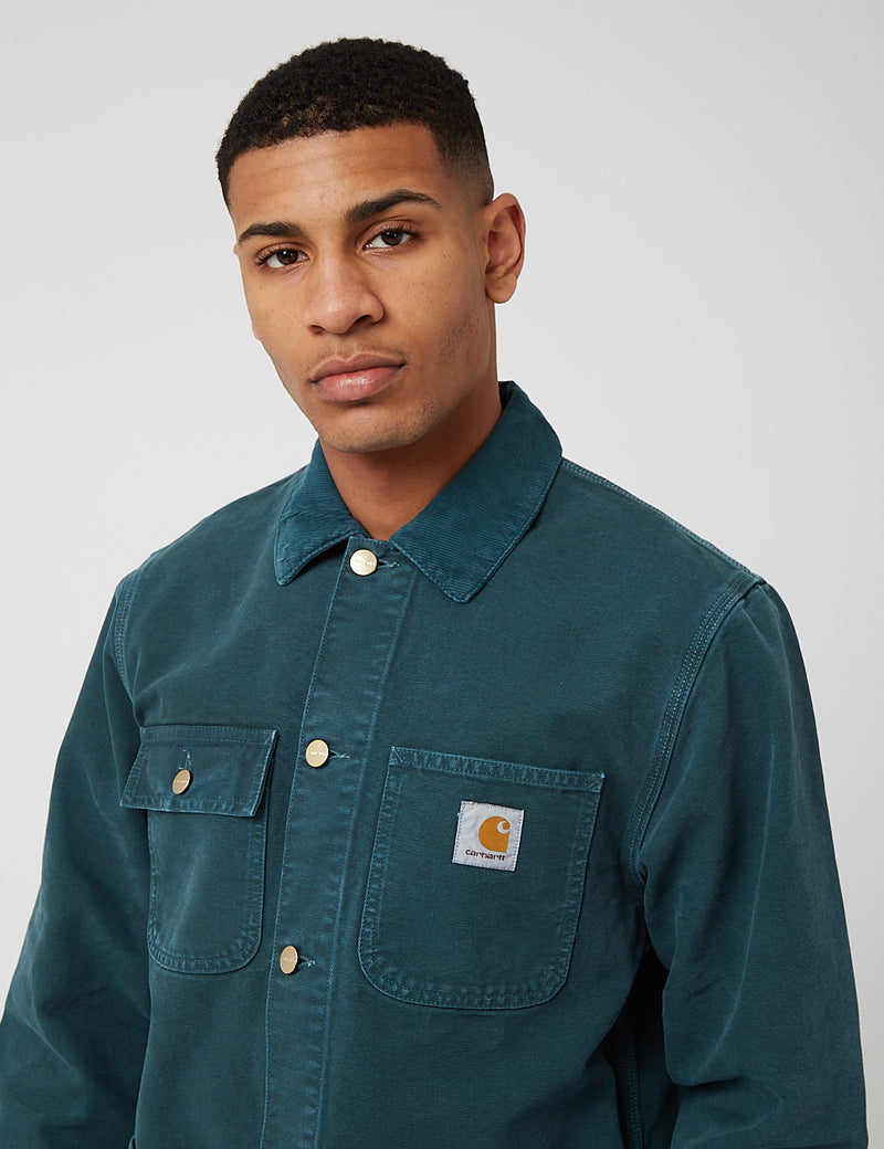 Carhartt-WIP Michigan Coat (Organic Cotton, 12 oz) - Deep Lagoon Green Worn Canvas