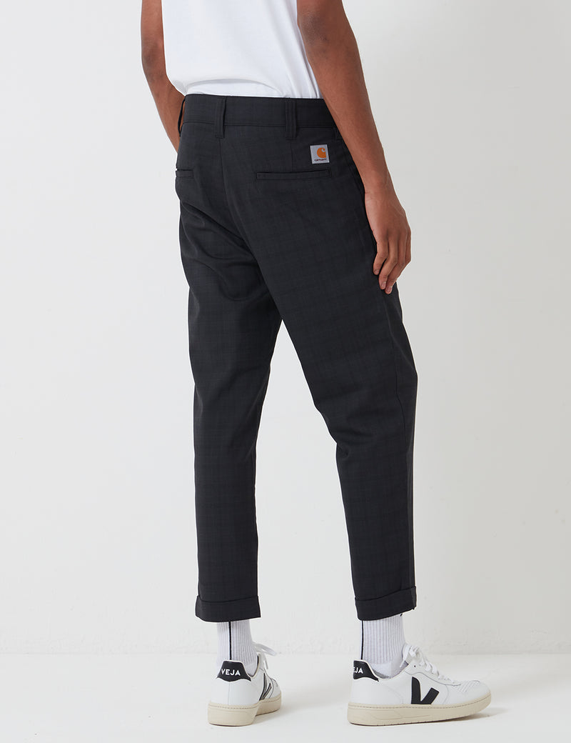 Carhartt-WIP Taylor Pant (Diamant-Stretch Wolle 6 Unzen) - Armstrong Check, Schwarz starr