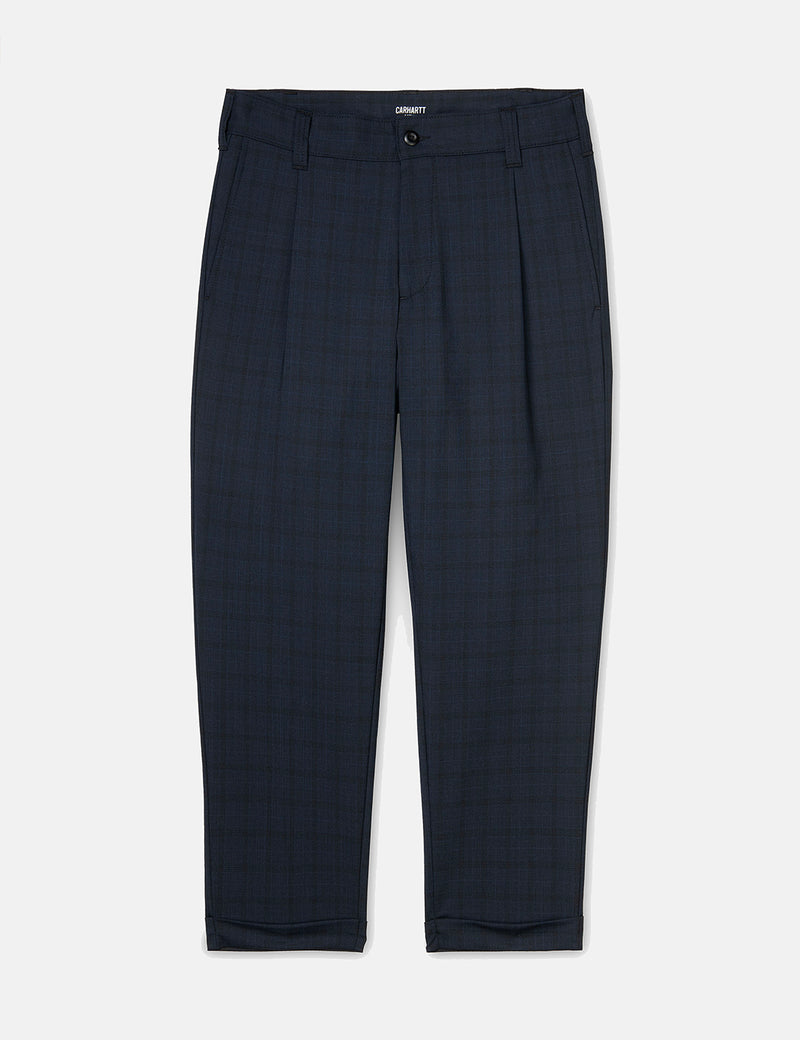 Carhartt-WIP Taylor Pant (Armstrong Check) - Navy Blue rigid