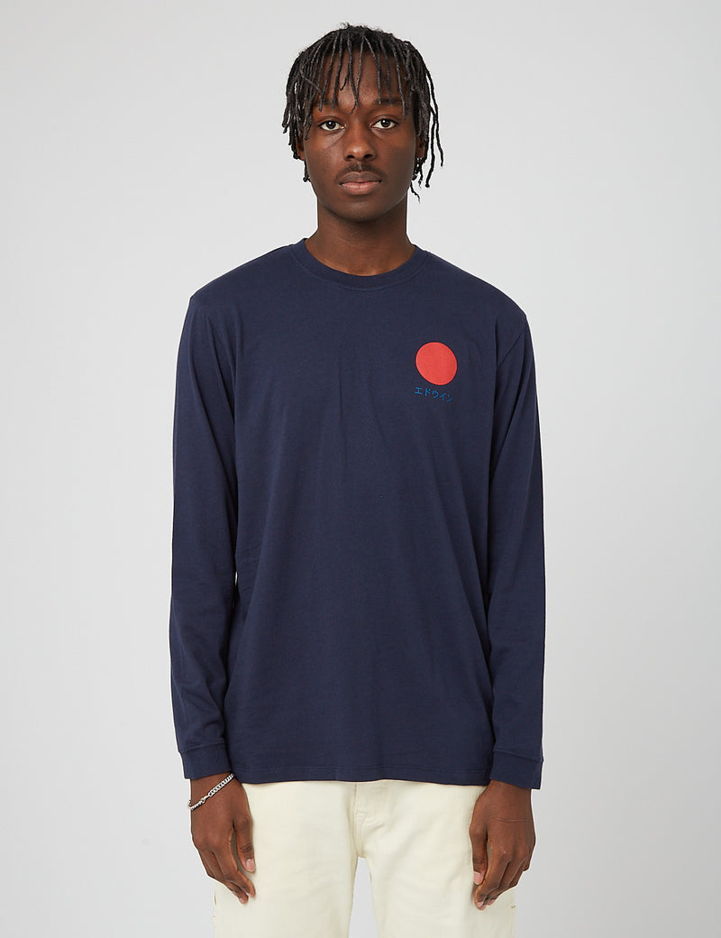 Edwin Japanese Sun Long Sleeve T-Shirt - Navy Blue Blazer