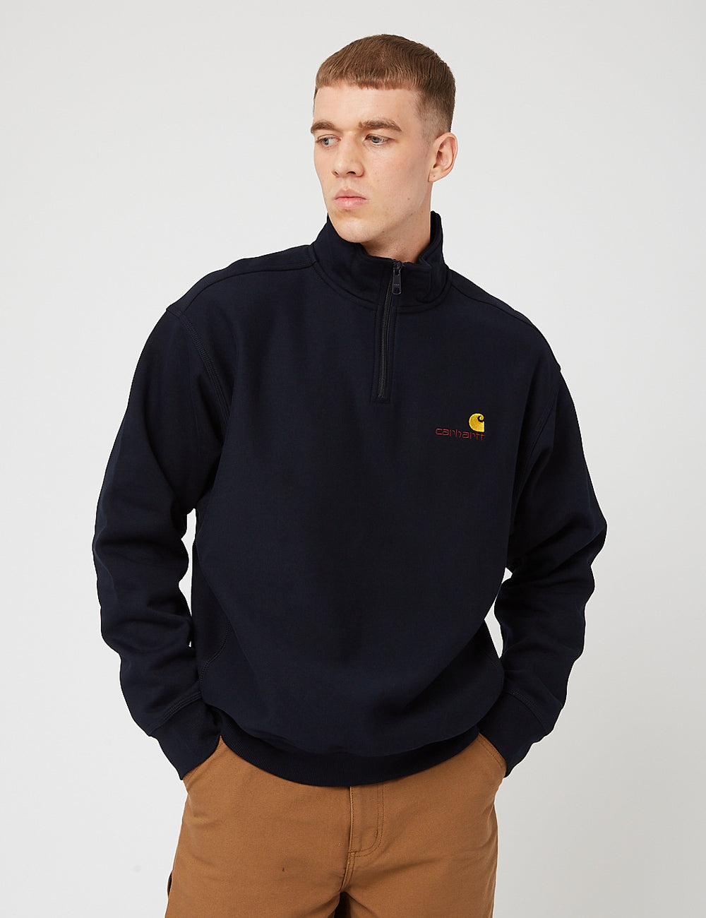 Carhartt wip american sales script half zip sweatshirt