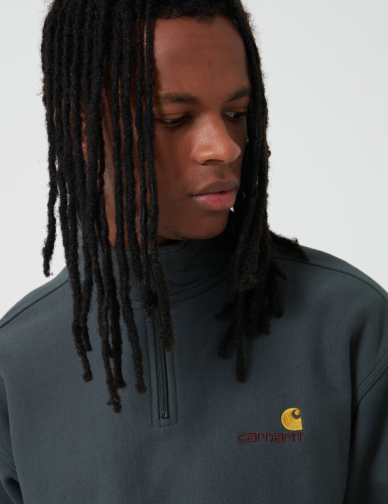 Carhartt-WIP American Script Sweatshirt (Half Zip) - Dark Teal