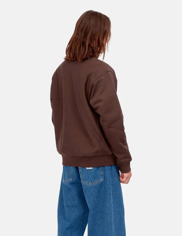 Carhartt-WIP American Script Sweatshirt mit halbem Reißverschluss - Ale Brown