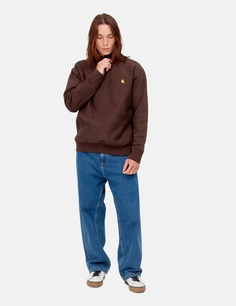 『即完売』carhartt WIP スウェット　ハーフジップ　ブラウン　【M】