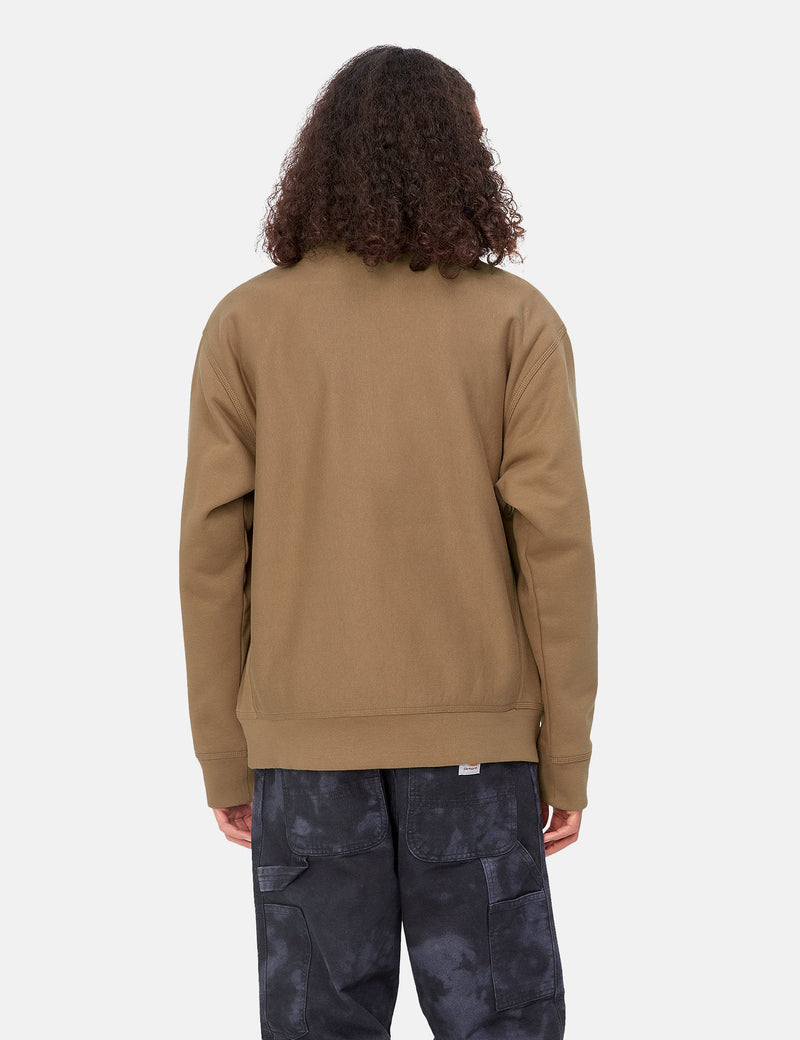 Carhartt-WIP Half Zip American Script Sweatshirt - Buffalo Brown