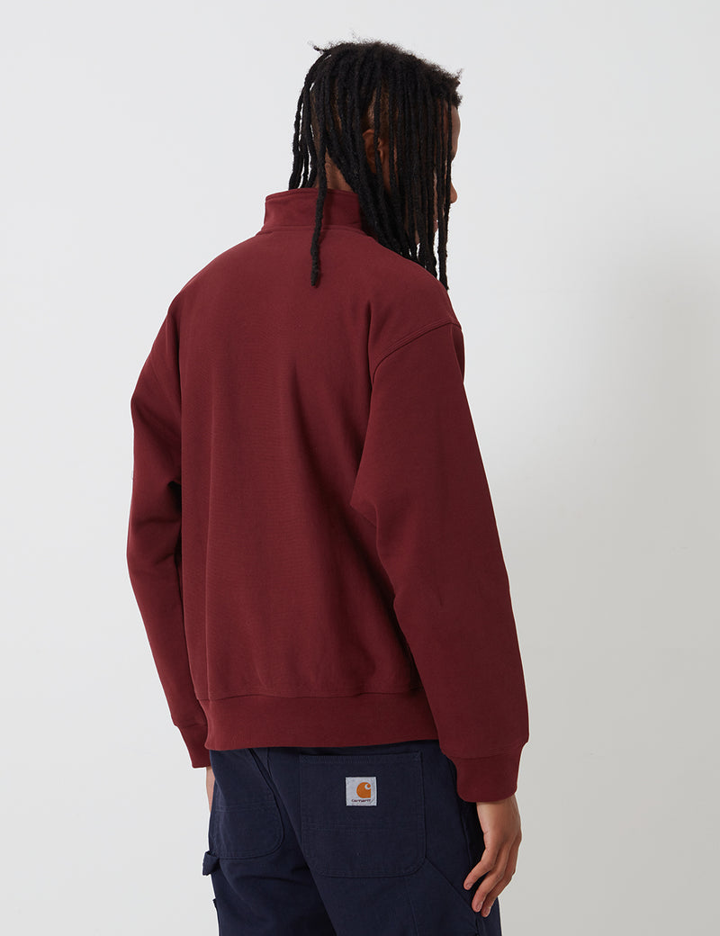 Carhartt-WIP American Script Sweatshirt (Half Zip) - Bordeaux