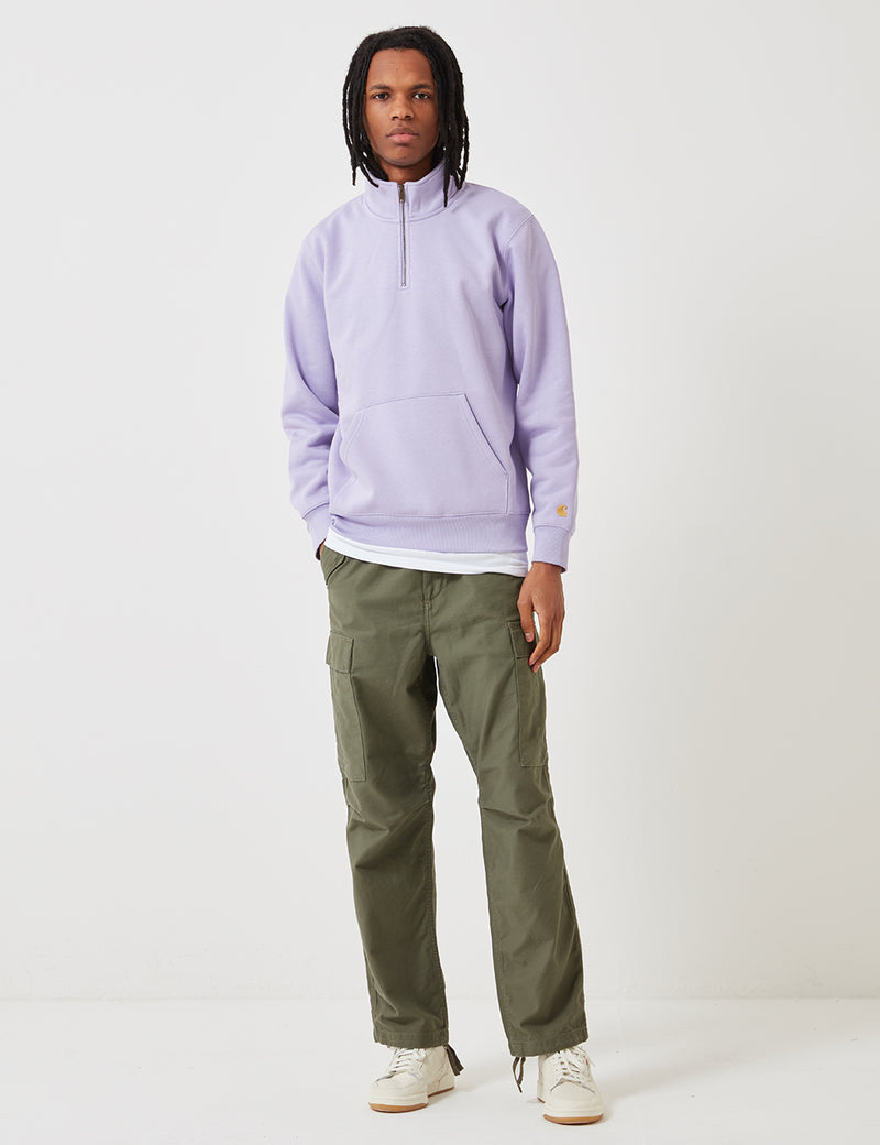Carhartt-WIP Chase Quarter-Zip High Neck Sweatshirt - Soft Lavender