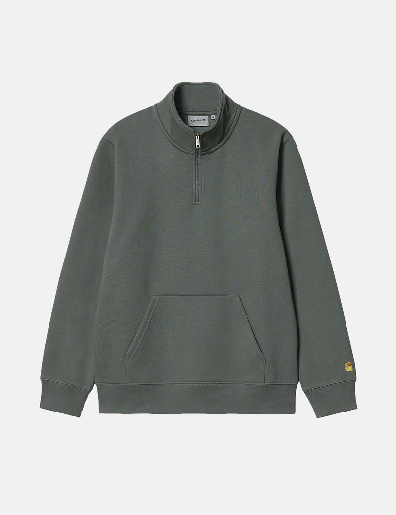 Carhartt-WIP Chase Neck Zip Sweatshirt - Vert Thym/Or
