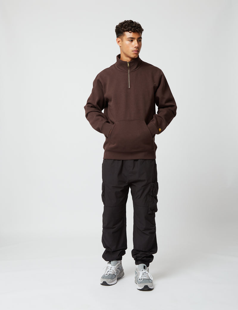 Carhartt-WIP Sweat-shirt zippé à col Chase - Dark Umber Brown