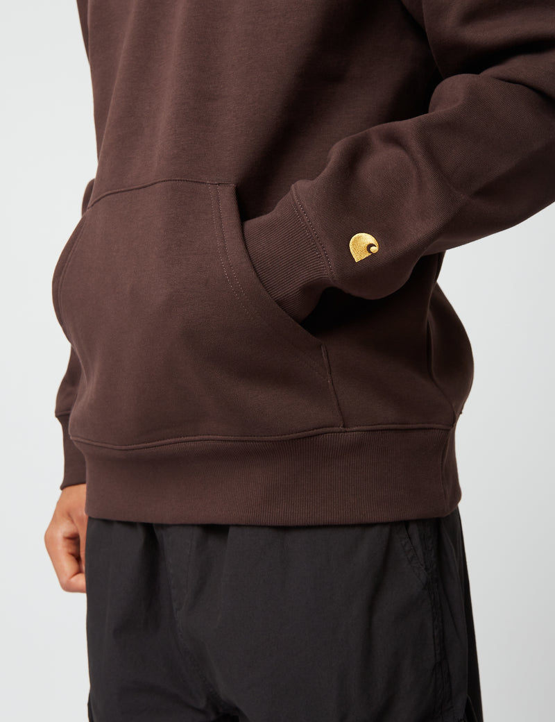 Carhartt-WIP Sweat-shirt zippé à col Chase - Dark Umber Brown