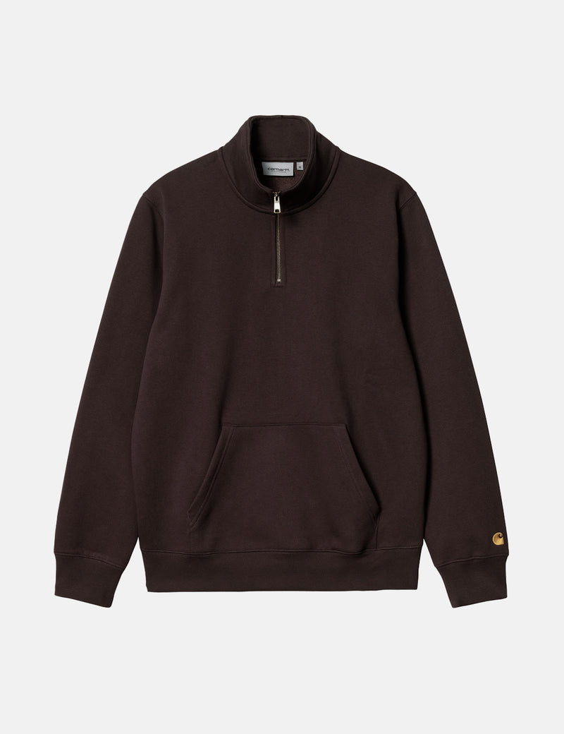 Carhartt-WIP Sweat-shirt zippé à col Chase - Dark Umber Brown