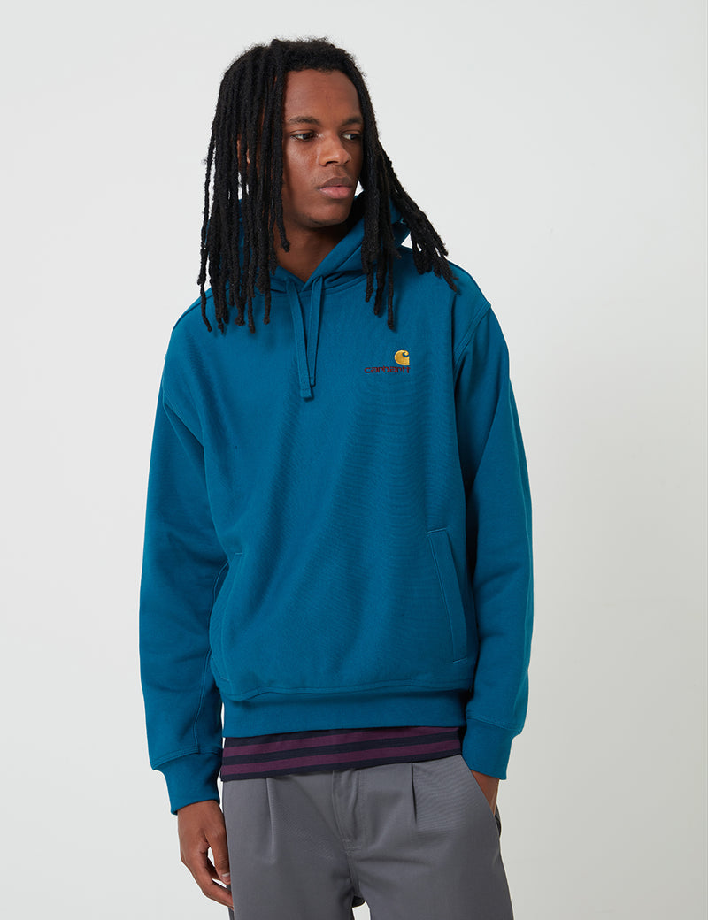Carhartt-WIP American Script Hooded Sweatshirt - Moody Blue