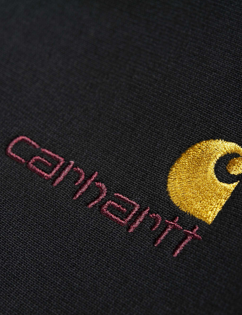 Carhartt-WIP 아메리칸 스크립트 후드 스웻 셔츠-블랙