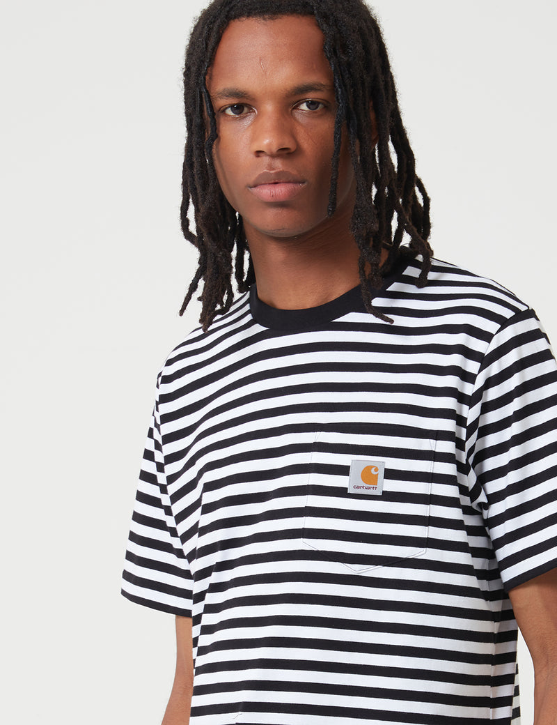 Carhartt-WIP Haldon Pocket T-Shirt - Haldon Stripe Black/White