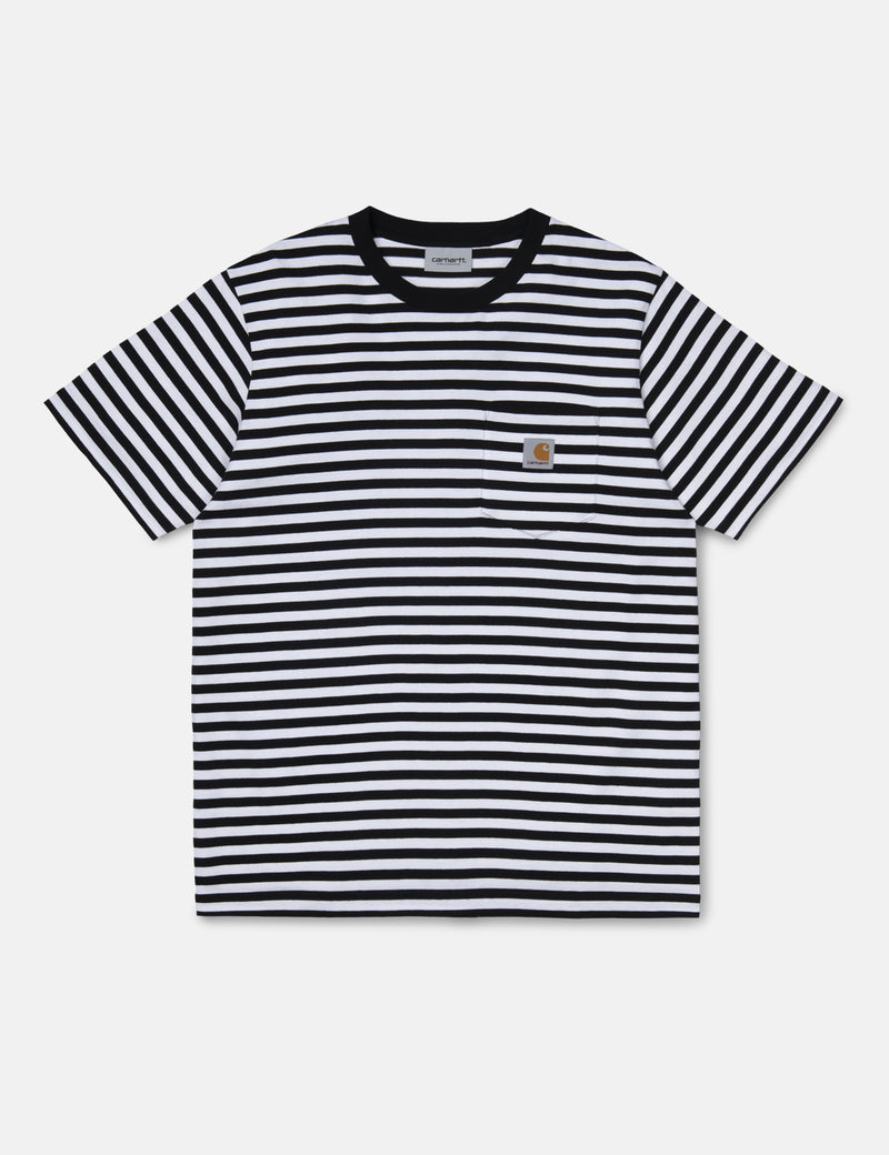 Carhartt-WIP Haldon Pocket T-Shirt - Haldon Stripe Black/White