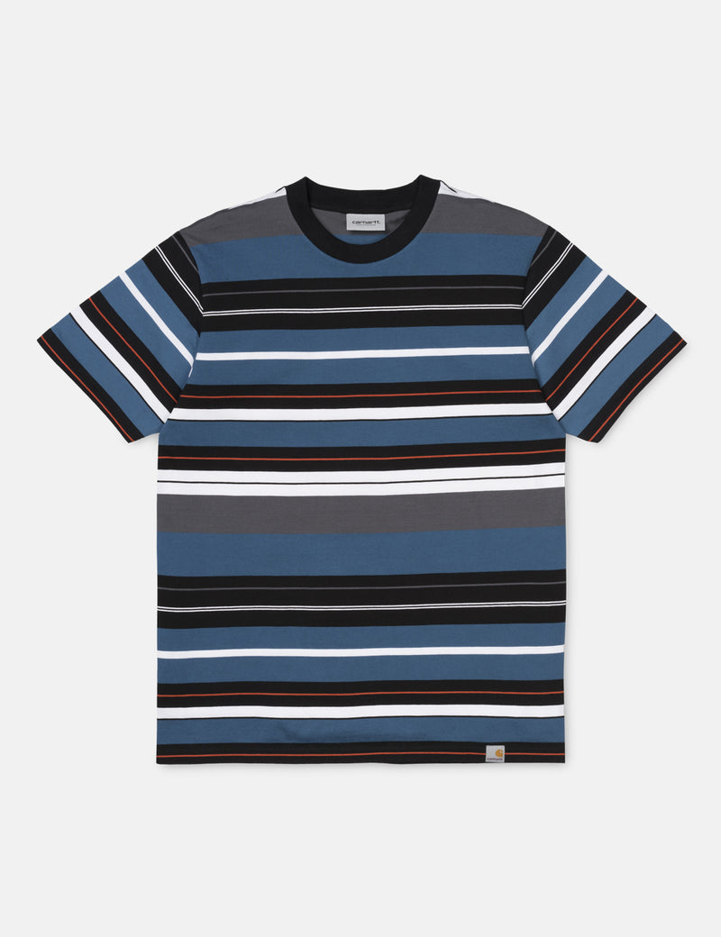 Carhartt-WIP Flint T-Shirt - Flint Streifen Preußischblau