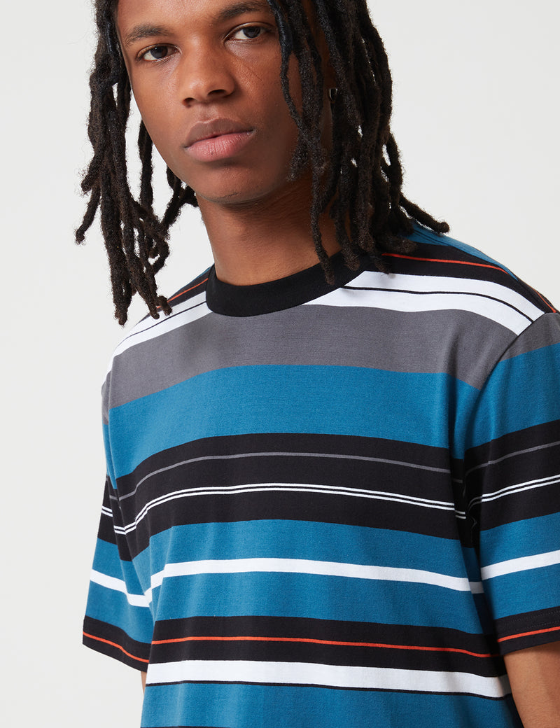 Carhartt-WIP Flint T-Shirt - Flint Stripe Prussian Blue