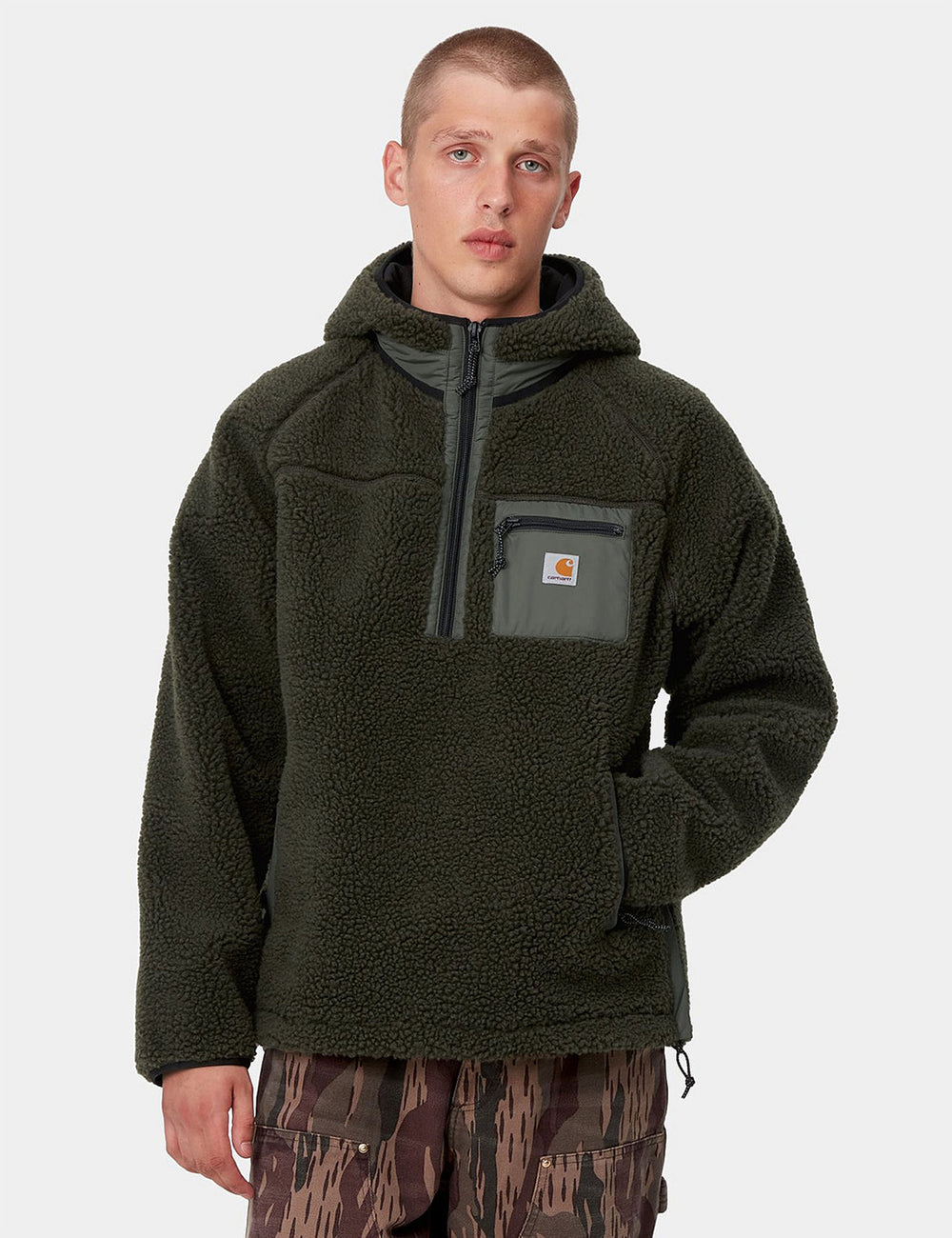 Carhartt-WIPプレンティスフリースプルオーバー-サイプレス/タイム