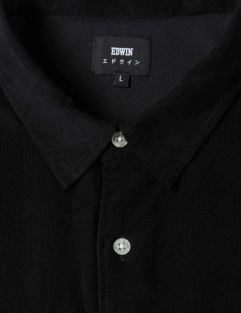 エドウィンミニマルベイビーコードシャツ-ブラック