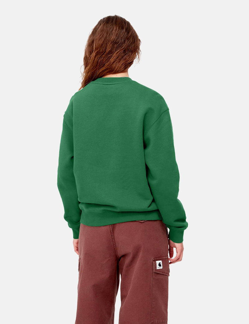 Carhartt-WIPレディースCarharttスウェットシャツ-盆栽グリーン/ミスティブラッシュピンク